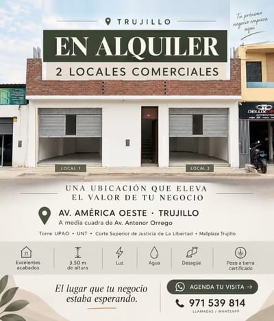 ALQUILA TU PRÓXIMO LOCAL COMERCIAL EN TRUJILLO - AV. AMÉRICA OESTE | 88.25 m²