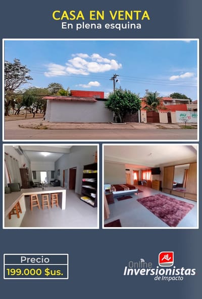 CASA EN VENTA EN ESQUINA SOBRE AVENIDA 4to ANILLO BARRANCA