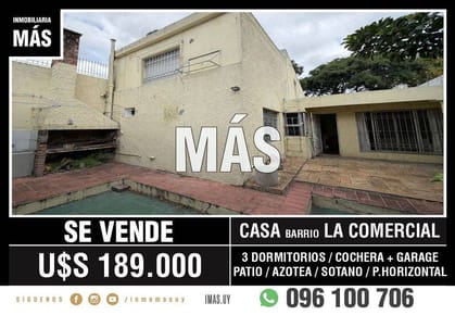Casa Venta Cochera La Comercial Montevideo iMas.uy R *
