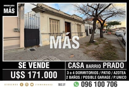 Casa Venta Padrón Único Prado Montevideo iMas.uy R *