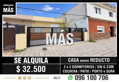 Casa Alquiler Cochera Reducto Montevideo iMas.uy R *