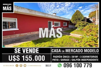 Casa + Galpón Venta Mercado Modelo Montevideo iMas.uy MC *