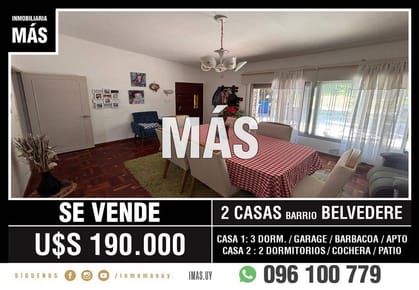 2 Casas + Apto Venta Belvedere Montevideo iMas.uy MC *