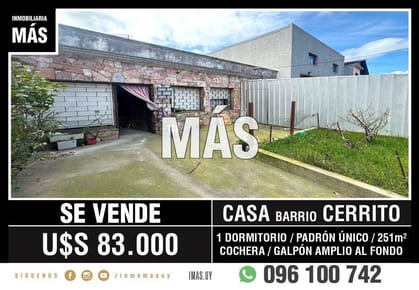 Casa + Galpón Venta Cerrito Montevideo iMas.uy LM *