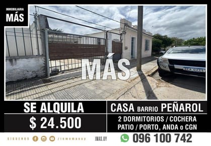 Casa Alquiler Cochera Peñarol Montevideo iMas.uy LM *