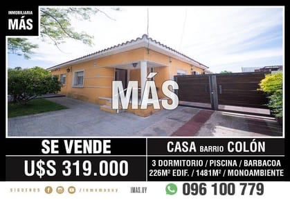 Casa Padrón Único Venta Piscina Colón Montevideo iMas.uy MC *
