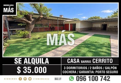 Casa Alquiler Cochera Cerrito de la Victoria Montevideo iMas.uy LM *