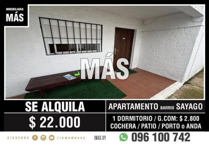 Apartamento Alquiler Sayago Montevideo iMas.uy LM *