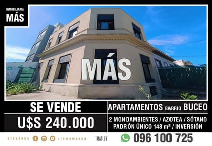 Terreno Venta 2 Monoambientes Buceo Montevideo iMas.uy LC *