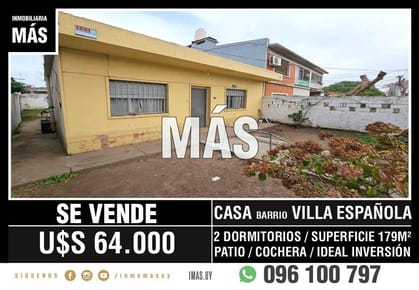 Venta Casa Cochera Villa Española Montevideo iMas.uy MA *