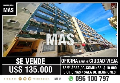 Oficina Venta 6 Ambientes Montevideo iMas.uy MA