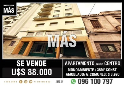 Apartamento Venta Monoambiente Montevideo iMas.uy MA
