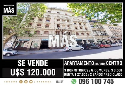 Apartamento Venta Centro Montevideo iMas.uy S *