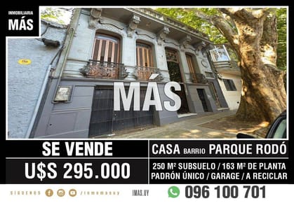 Casa Venta A Reciclar Padron Unico Parque Rodó Montevideo iMas.uy L *