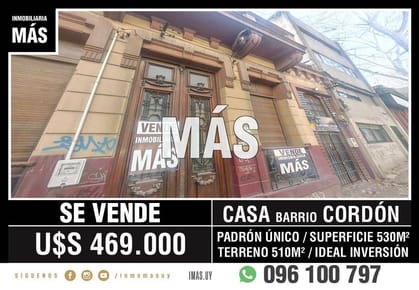 Casa Venta Padrón Único Cordón Montevideo iMas.uy MA *