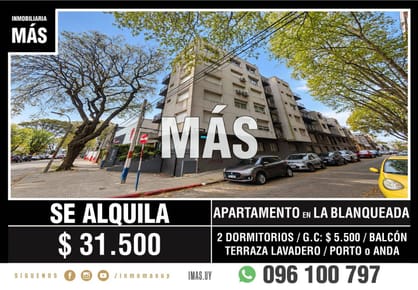 Apartamento Alquiler La Blanqueada Montevideo iMas.uy MA *