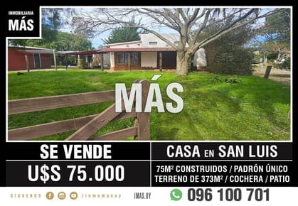 Casa Padrón Único Venta San Luis Canelones iMas.uy L *