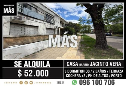 Casa Alquiler Cochera Jacinto Vera Montevideo iMas.uy R *