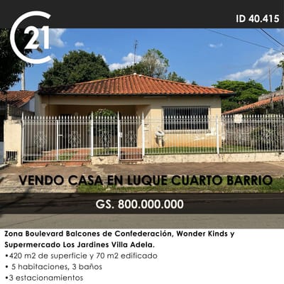 Vendo casa en Luque Cuarto Barrio