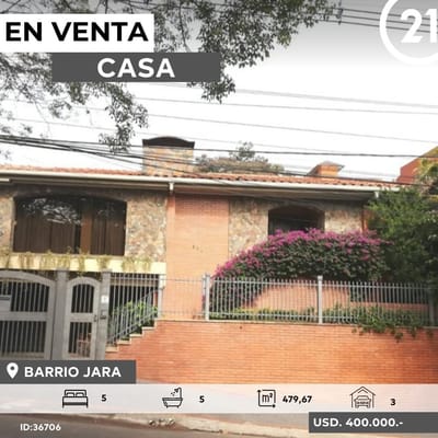 VENDO IMPONENTE CASA EN BARRIO JARA ASUNCIÓN 