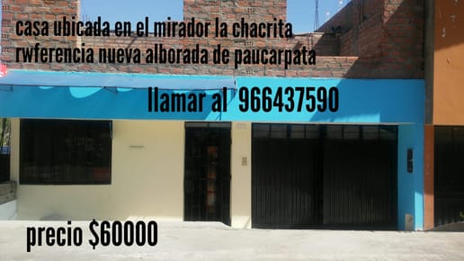 SE VENDE CASA EN PAUCARPATA-AREQUIPA
