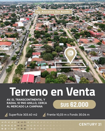 Terreno en venta ZONA SURESTE 8vo. anillo 