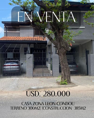 EN VENTA CASA A METROS LEON CONDOU - BARRIO MARISCAL LOPEZ!!