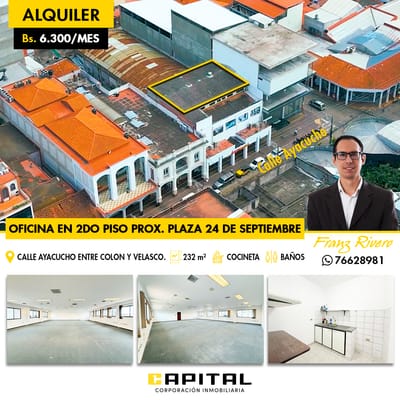 OFICINA EN ALQUILER A POCAS CUADRAS DE LA PLAZA 24 DE SEPTIEMBRE 