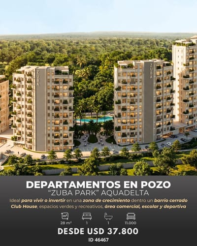 DEPARTAMENTOS DE 2 HABITACIONES SLIM EN POZO ZUBA PARK LIMPIO