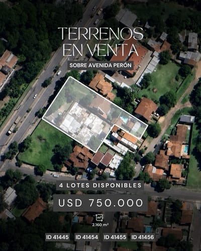 TERRENOS EN VENTA SOBRE AVENIDA PERÓN