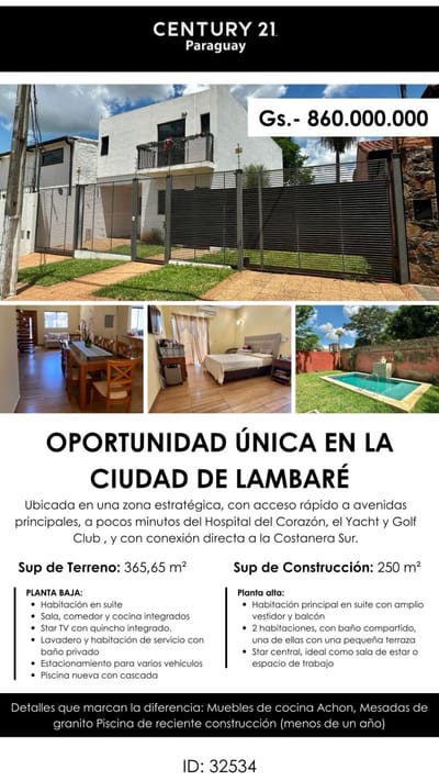 OPORTUNIDAD ÚNICA EN LA CIUDAD DE LAMBARÉ