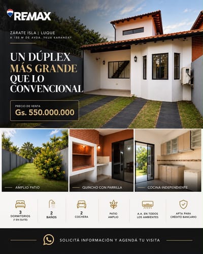 DÚPLEX EN VENTA – ZÁRATE ISLA, LUQUE
