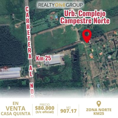 CASA QUINTA EN VENTA EN COMPLEJO CAMPESTRE NORTE I  CARRETERA AL NORTE KM 25