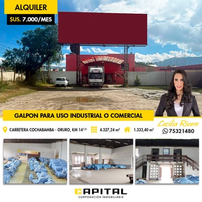 GALPÓN EN ALQUILER EN KM 14 CARRETERA COCHABAMBA - ORURO