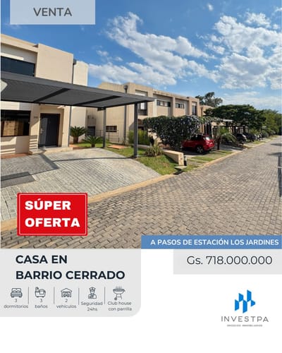 Venta de Casa en barrio cerrado a pasos de Estación los Jardines  
