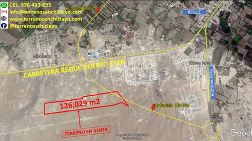  Venta de Terreno en Reque de 126,029 m²