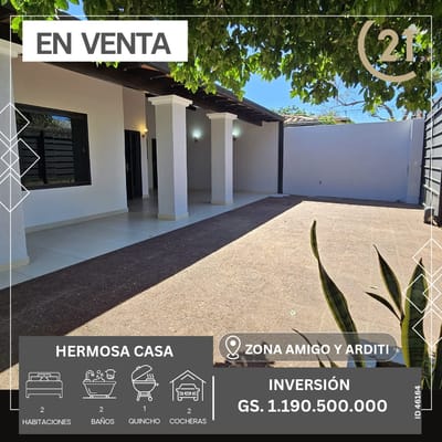 VENDO HERMOSA CASA DE 2 DORMITORIOS EN FERNANDO DE LA MORA - ZONA SUR