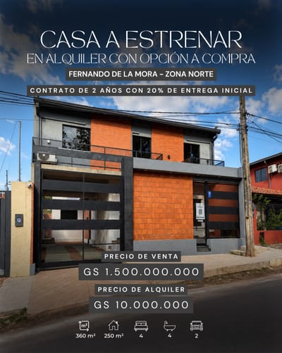  VENDO O ALQUILO CASA A ESTRENAR EN FERNANDO DE LA MORA 