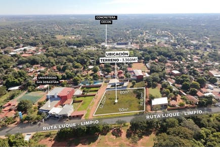 Terreno de 3.360 m2 en Alquiler sobre ruta Luque Limpio 