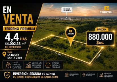 Terreno en venta de ocasion en Warnes