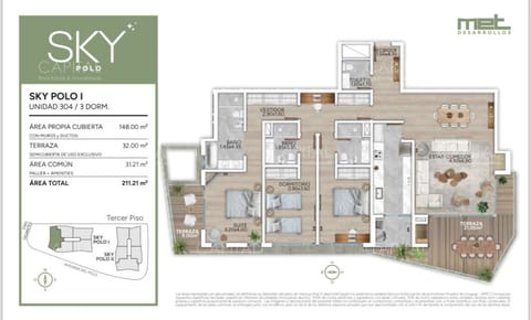 Apartamento de tres suites en venta zona Carrasco sobre Av. del Polo