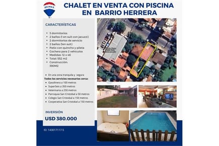 En venta Chalet con pileta en Barrio Herrera