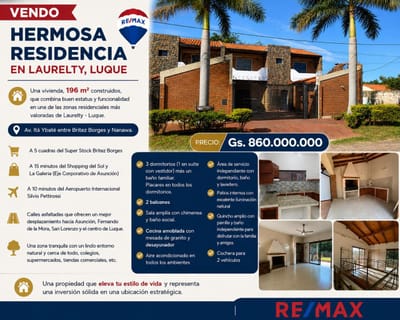 VENDO PROPIEDAD LUQUE LAURELTY