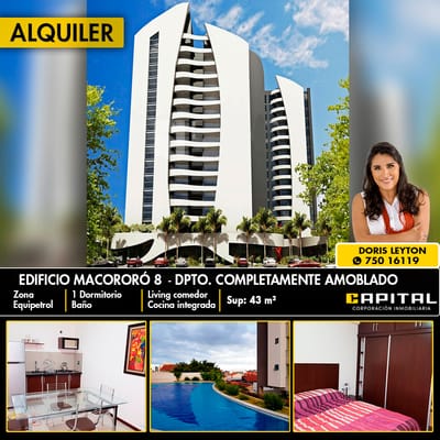 alquilo departamento amoblado en Macororo 8