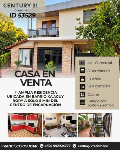 Amplia Casa con Local Comercial a 2 cuadras de la ruta Py01