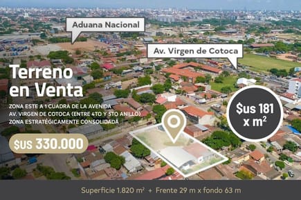 Terreno en Av. Virgen de Cotoca