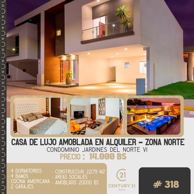 MODERNA  Y DE LUJO CASA CON O SIN MUEBLES EN ALQUILER AV BANZER