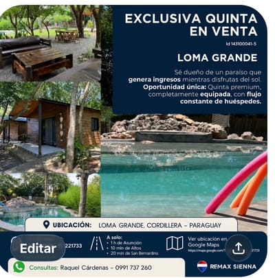 ????  INVIERTA EN UNA QUINTA QUE YA GENERA INGRESOS ????????