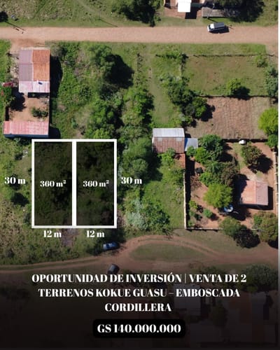 OPORTUNIDAD DE INVERSIÓN | VENTA DE 2 TERRENOS EN KOKUE GUASU – EMBOSCADA