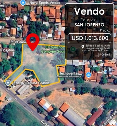 Vendo Amplio Terreno Sobre Laguna Grande